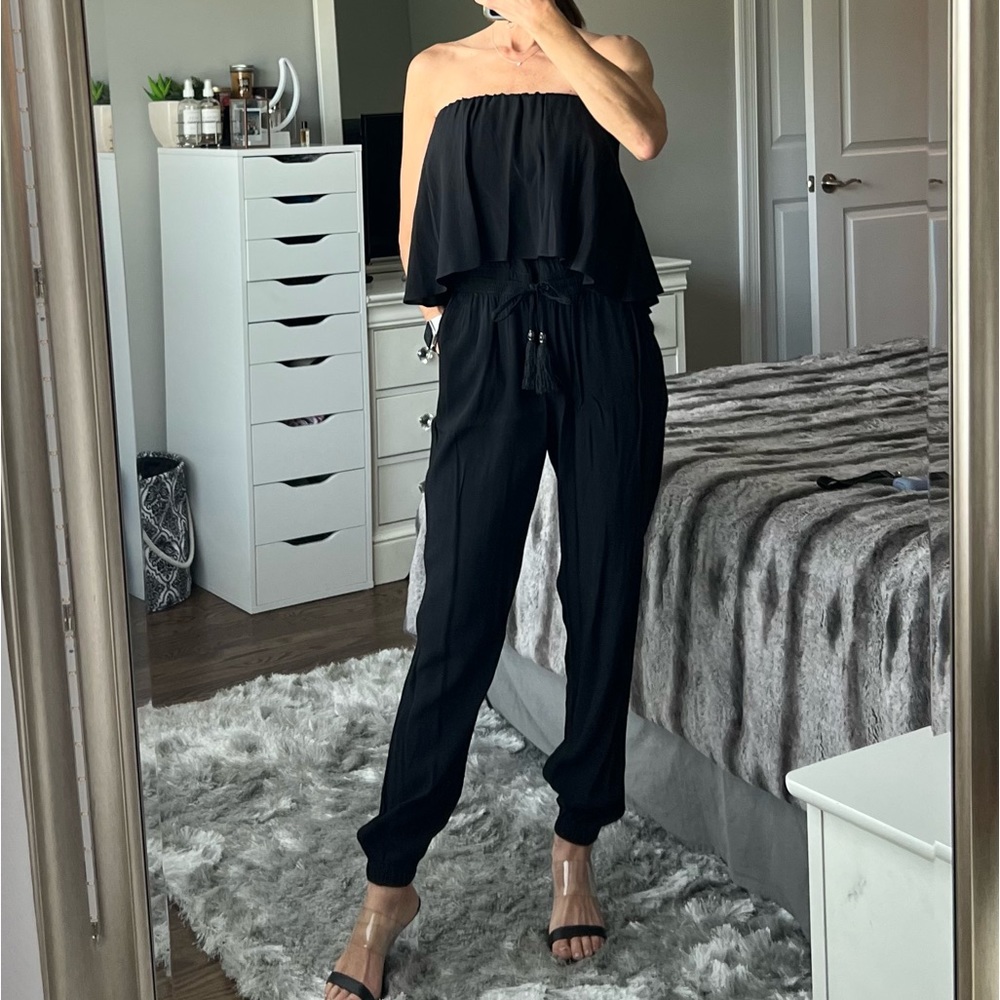 WHBM Strapless black jumpsuit